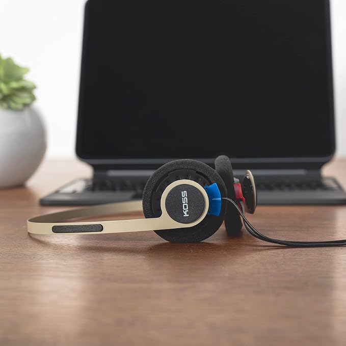 Koss KPH40 Utility On-Ear Headphones, Detachable Interchangeable Cord System, Ultra Lightweight Design (Rhythm Beige)