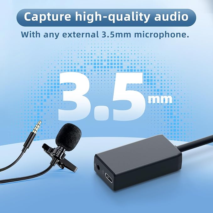 External Mic Adapter for Go Pro Hero 13/12/11/10/9/8/7/6/5 Black, Type-C to 3.5mm Microphone Converter for Clear and Authentic Sound in Vlogging and Video Recording (1 Pack)