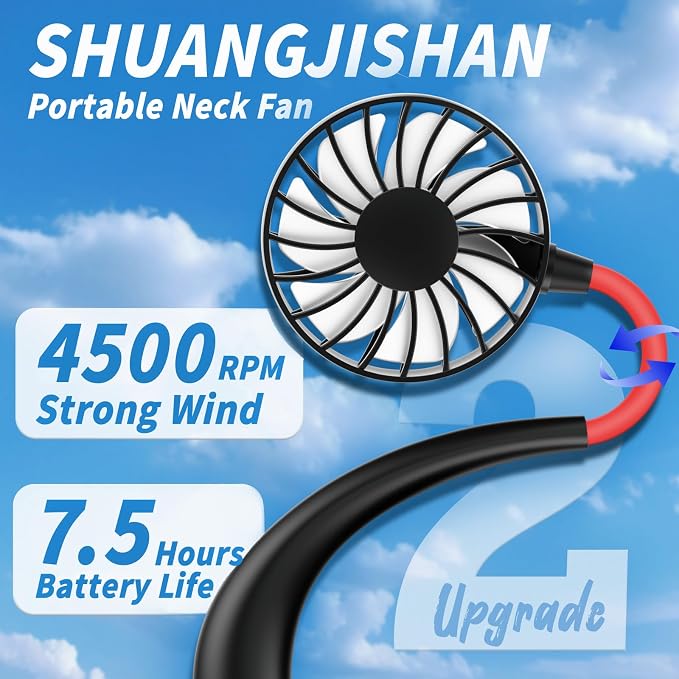 3 Pack Neck Fan – Black, Blue, Pink: Portable Wearable Cooling Fans for Men Women, USB Rechargeable for Travel, Sports, Office