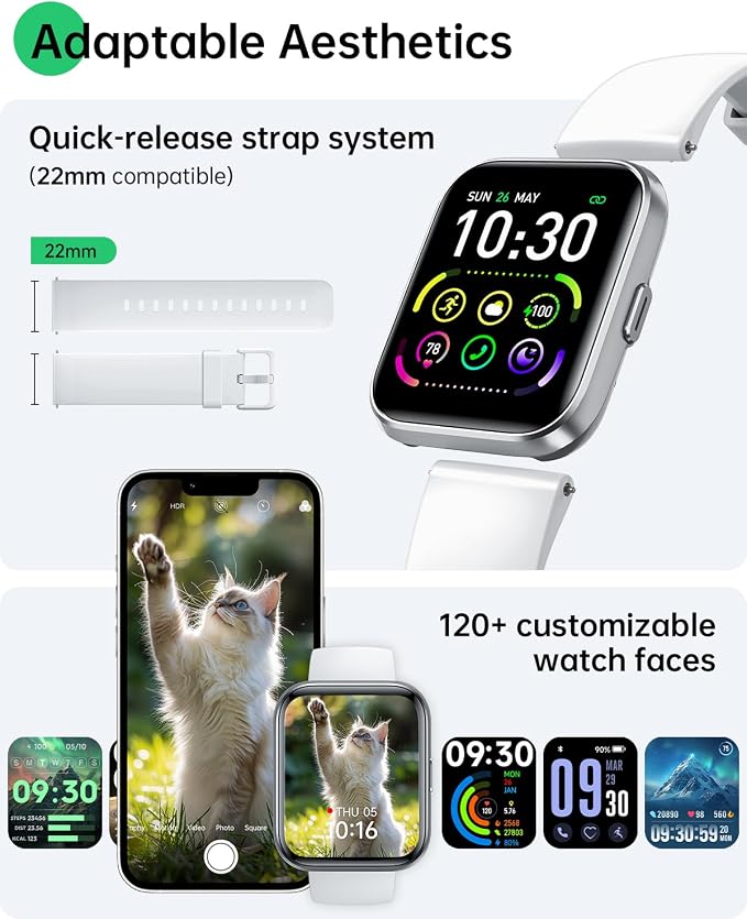 WMK Smart Watches for Women Men (Android/iPhone), 1.83" HD Alexa Smart Watch with Bluetooth Calls/Messages/Reminders, 24/7 Heart Rate/SpO2 Monitor Watch, 120+ Sport Modes Fitness Tracker Watch, Gift