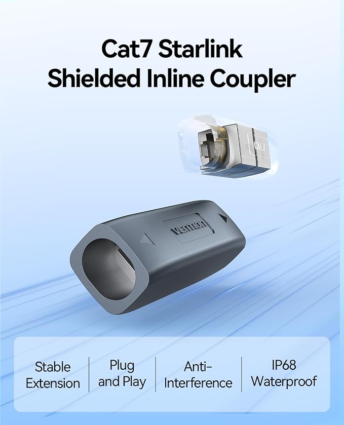 VENTION starlink Cable Coupler for Starlink Gen 3, IP68 Waterproof Connector,Extension to RJ45 Cable Compatible for Starlink Ethernet Adapter Gen 3/Mini Dish and Router,Support Cat6 Cable-4PCS