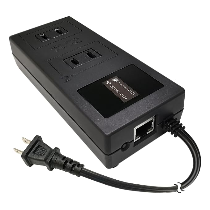 ezOutlet5-2R - Dual Outlet Internet Enabled IP & WiFi Remote Power Switch with Automatic Reboot - iOS | Android | Cloud | Google Home | 2 Web Controllable AC Power Outlets - Model EZ-73a