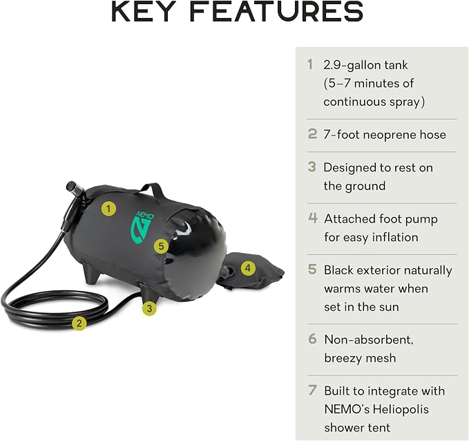 Nemo Equipment Helio Portable Pressure Camp Shower