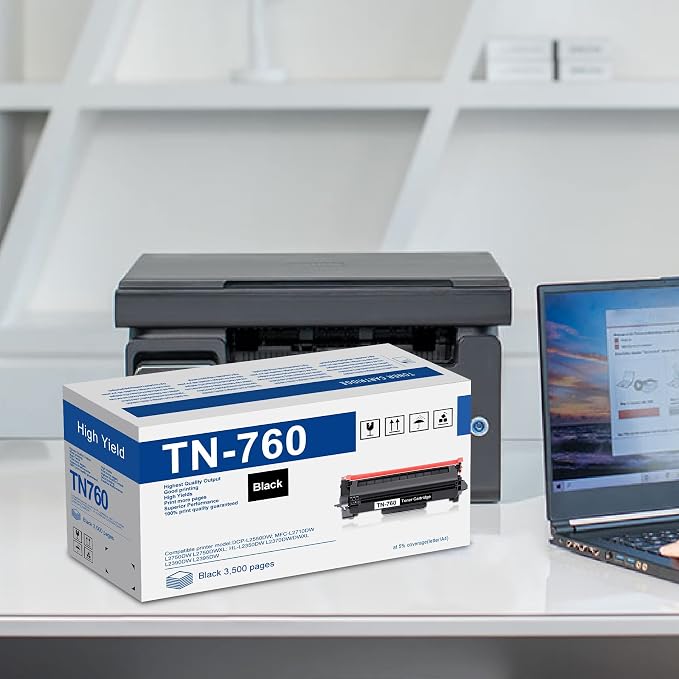 TN760 High-Yield Black Toner Cartridge Twin Pack, TN760 2PK, Replacement for Brother TN-760 TN-730 Toner for HL-L2350DW L2395DW L2390DW L2370DW MFC-L2750DW MFC-L2710DW DCP-L2550DW Printer…