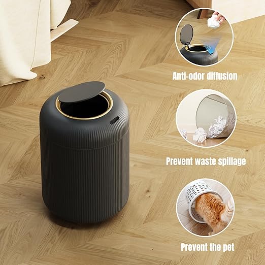 stonespace Motion Sensor Bathroom Trash Can, Small Wastebasket Touchless Trash Bin, Automatic Trash Can for Bathroom, Kitchen, Bedroom, Living Room, Office, 3 Gallon, Black