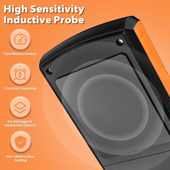 Dr.meter Pinless Wood Moisture Meter, Non-Destructive Moisture Detector for Wood Firewood, 4%-80% Measuring Range Digital Sensor Scanner (MD918)