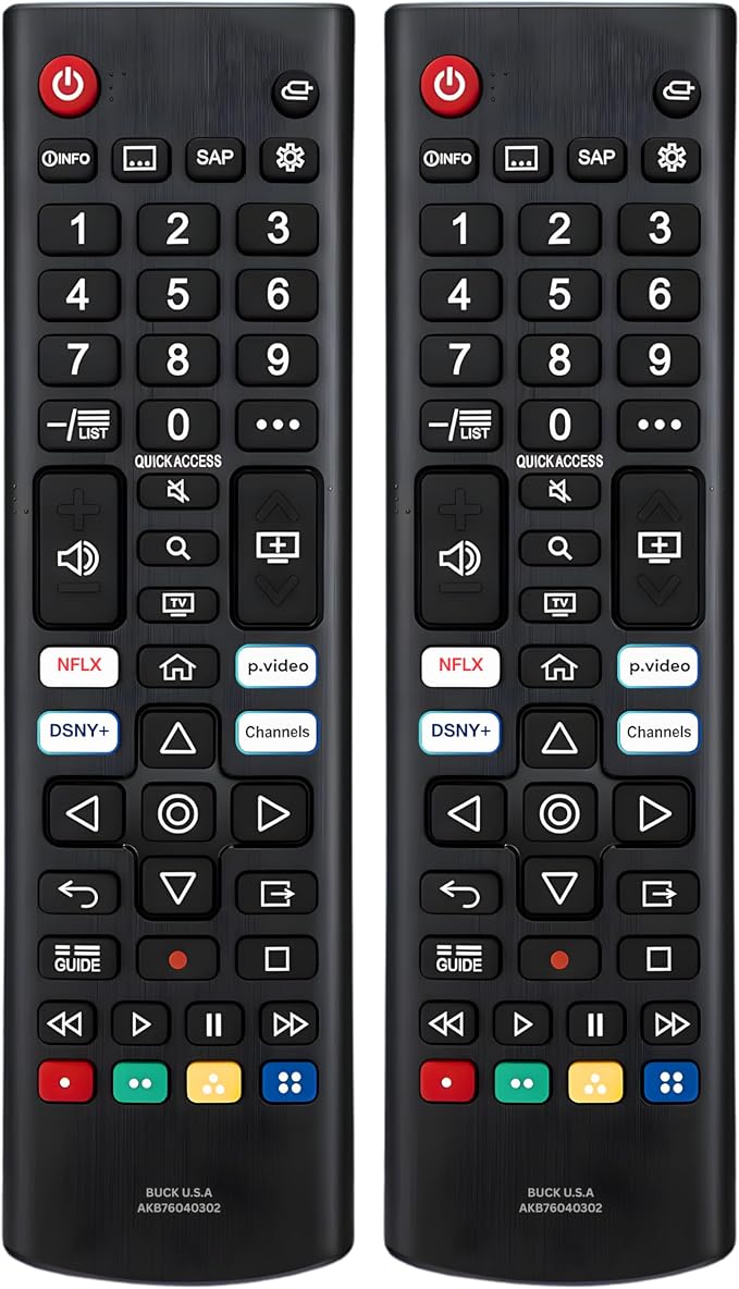 2 Pack AKB76040302 LG TV Remote Control Replacement for Smart TV - Easy Setup Remote, Streaming Shortcuts - Works with LG 4K, UHD, LED, OLED Smart HDTV Models (AKB75095307, AKB74915305, AKB75855501)