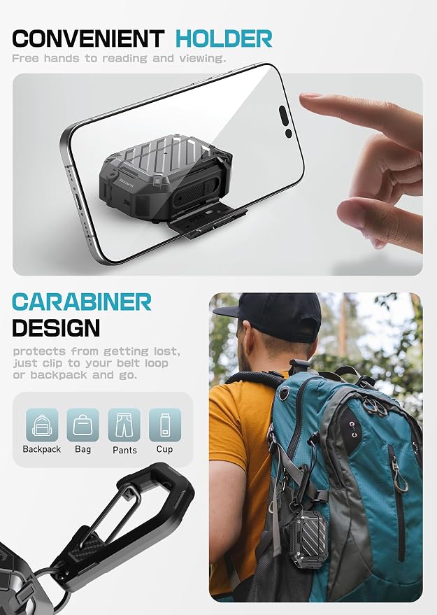 SUPCASE for AirPods Pro 3 Case with Lock & Carabiner, IP68 Waterproof, Compatible with MagSafe, Military-Grade Protection Anti-Scratch Hard Shell Cover for AirPods Pro 3rd Generation 2025, Black