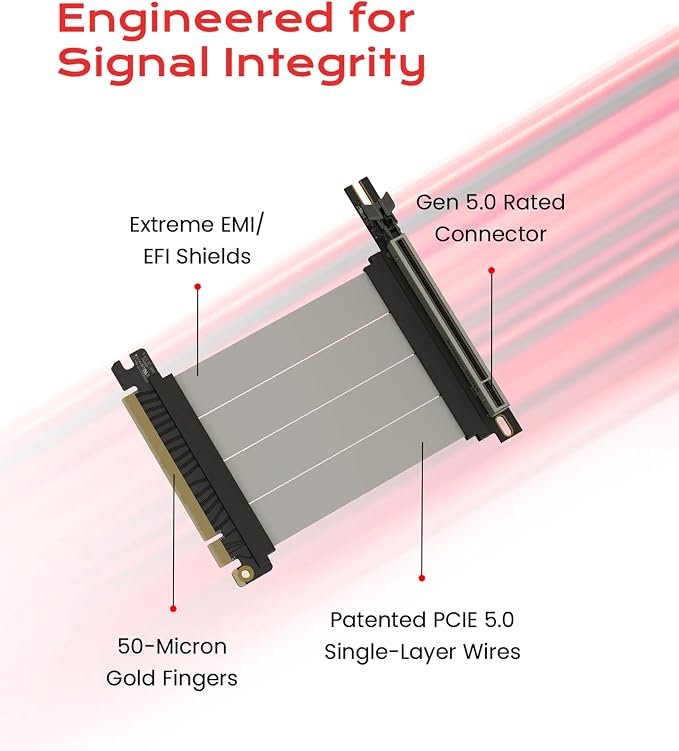LINKUP PCIE 5.0 Riser Cable | for Vertical GPU Mount | Right Angle | Graphics Card GPU Ready | Usable with PCIe 4.0 & RX9070/ RTX5090 | 10cm (Total Length: 14cm)