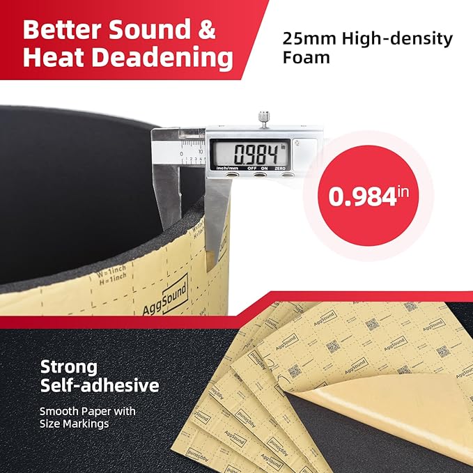 Sound Deadening Mat 1inch(25 mm) 107.64sqft - Car Sound Deadening Material Closed Cell Foam - Heat Insulation PE Foam Sound Deadener Material & Heat Barrier