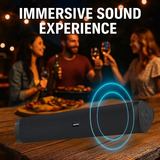 Portable Bluetooth Speaker Home Wireless Sound Bar, Home Theater Speaker System Compatible for PC, Laptop, Smartphones (Black)