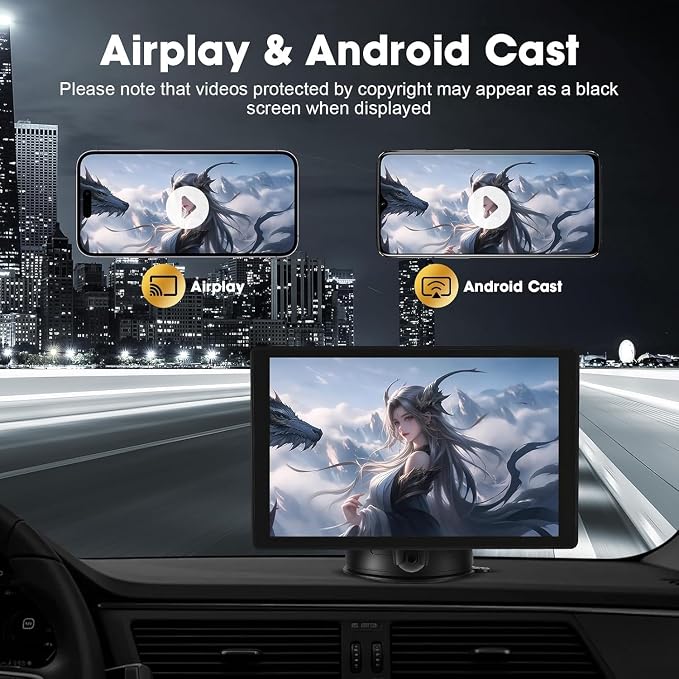 8'' Wireless Carplay Screen for Car, Portable Apple Car Play & Android Auto Car Stereo HD Touchscreen, Vertical/Horizontal Mode, Magnetic Mount, 5.0G WiFi, Voice Control & GPS Navigation