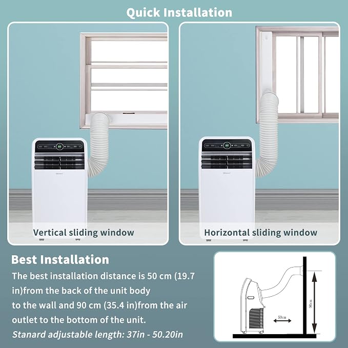 Shinco 7500 BTU DoE/12,000 BTU Portable Air Conditioner, Portable AC Unit with Built-in Cool, Dehumidifier&Fan Modes for Room up to 450 sq.ft, with Remote Control, 24 Hour Timer, Installation Kit