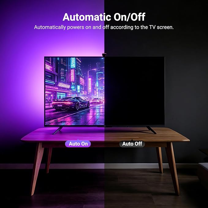NEEWER Basics TV Backlight for 55"-65" Screens, 11.8ft/3.6m LED RGB Light Strips with Sensor Change with TV, Scheduled On/Off, Zero Delay Color Sync, Music Sync, 24 Scenes, Supports App Control, NS03
