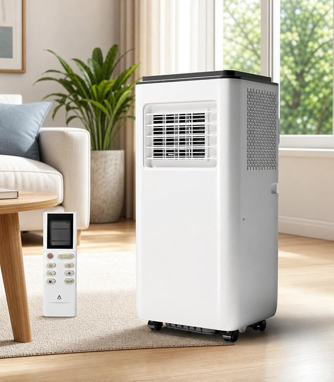 8000 BTU Portable Air Conditioners - Energy-Efficient AC Unit with Remote, 24H Timer, Quiet Operation for Bedrooms, Offices & Dorms up to 350 Sq.Ft, Black Top