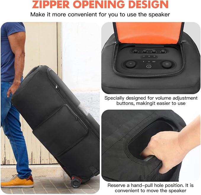 LEFOR·Z Speaker Case Compatible with JBL PartyBox 720,Bottomless Speaker Dust Cover Storage Bag Fits for JBL PartyBox 720 for Outdoor Travel,Black+Orange,Portable Cover Only(Without Wheels)