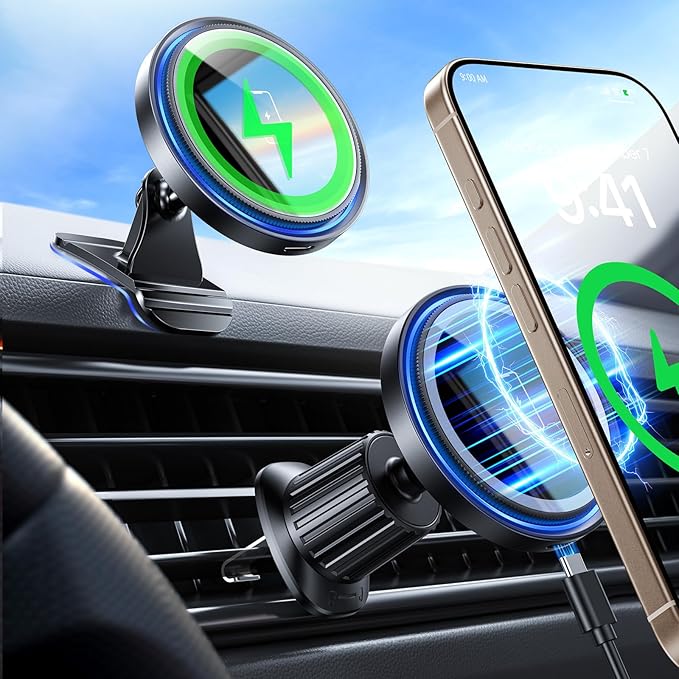 Magnetic Wireless Car Charger - Car Mount Charger for iPhone 17Pro Accessories,Magnetic Phone Holder for iPhone 16Pro Max/16e/15/14/13/12
