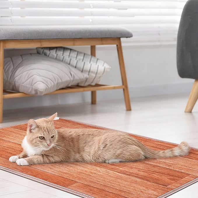PVC 110V Heated Floor Mat Heater for Foot Warmer Under Desk 31.5 x 20 Inch Electric Heating Pad Energy Saving Carpet Pad Indoor Floor Heated Rug for Home Office Bathroom House Reddish-Brown