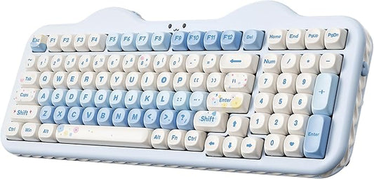 YUNZII C98 Wireless Mechanical Keyboard with Number Pad,98 Key BT5.0/2.4G/USB-C Hot Swap Gasket Mount with PBT MOA Keycaps,Custom RGB,Cute Cake Keyboard for Win/Mac (Blue, Milk V2 Linear Switch)