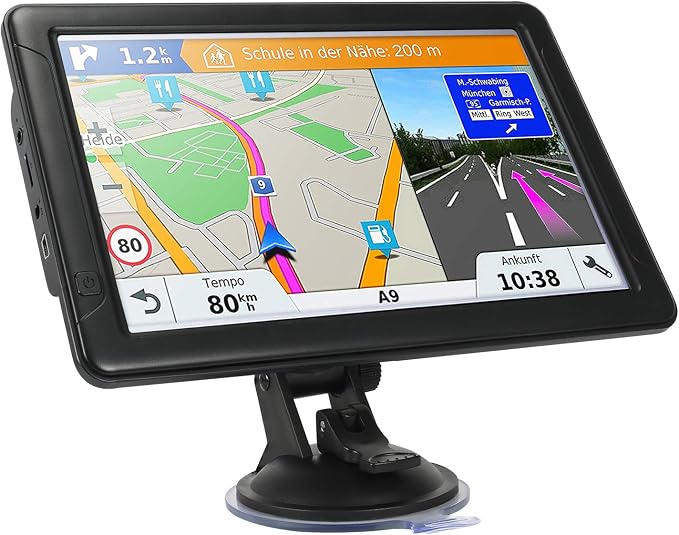 GPS Navigator for Car Truck RV, 9-inch High-Definition Touch Screen，2025 Maps (Free Lifetime Updates), Support Voice Turn Direction Guidance/Speed and Red Light Warning/Custom Truck Routing（Black）