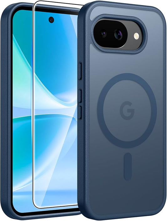 FNTCASE for Google Pixel 10a Case: [Compatible with Magsafe] Translucent Matte Cases with [Screen Protector] Military Grade Shockproof Protective Magnetic Phone Cover for Pixel 10A - Blue