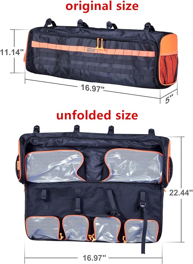 Goldfire UTV Storage Accessories,Roll Bar Storage Bags Truck Tool Organizer Bag + Removable Portable Ice Chest Cooler Groceries Bag with Straps Fit For Most UTV Models