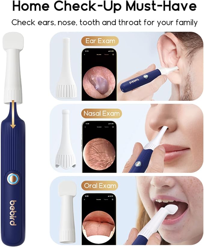 BEBIRD Ear Wax Removal Tool Camera, Visual Earwax Cleaner with Cleaning Kit as Spade/Spoon/Pick/Tweezer Clean Ears for Family, Ear-Scope Otoscope Wireless WiFi Connect
