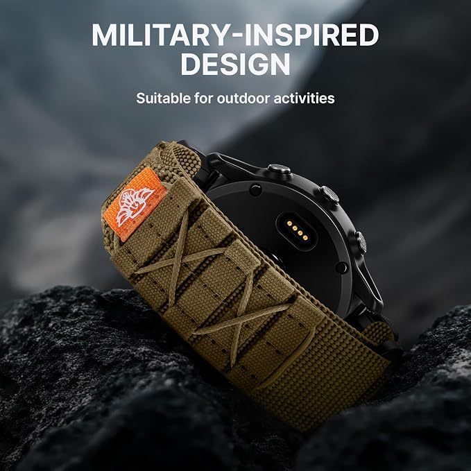 Bandletic Tactical Nylon Compatible with Garmin Fenix 8 51mm 7X 6X 5X Watch Band - 26mm Quick Fit Rugged Strap for Fenix 7X 6X Pro/5X Plus/3/3 HR/Instinct 2X Solar 3 50mm /Enduro/Quatix/Tactix/Epix