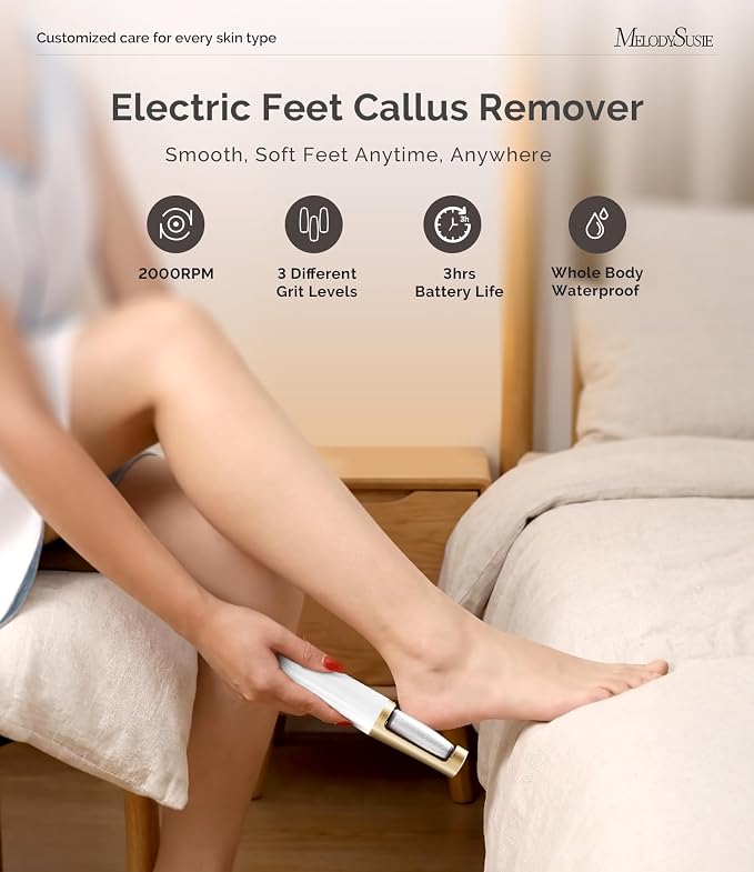 MelodySusie Electric Callus Remover for Feet PC800G and Nail Art Tools Storage Box with 18 Holes & 7 Compartments