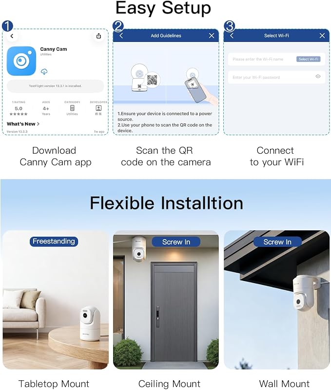 VIMTAG 2.5K 4MP Outdoor Security Camera, Pan/Tilt WiFi Home CCTV Camera, 360° View & Motion Tracking, Color Night Vision, 2-Way Audio, AI Detection Alarm, IP66, Cloud & SD Card Storage, Works w/Alexa