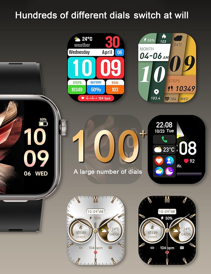 Smart Watch with Earbuds, 2.02" HD Screen, 2 in 1 Fitness Tracker with Wireless Earphone, Waterproof, Compatible for Android iOS, Comes with 2 Watch Straps, Rose Gold