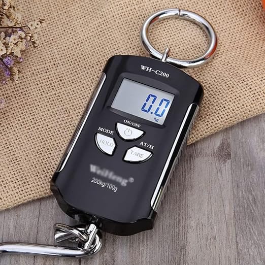 Digital Luggage Scales, 200kg/100g Mini Crane Scale Portable Heavy Duty Crane Scale LCD Display with Backlight Industrial Digital Scales (Color : Red, Size : 200Kg/100g)(Silver)