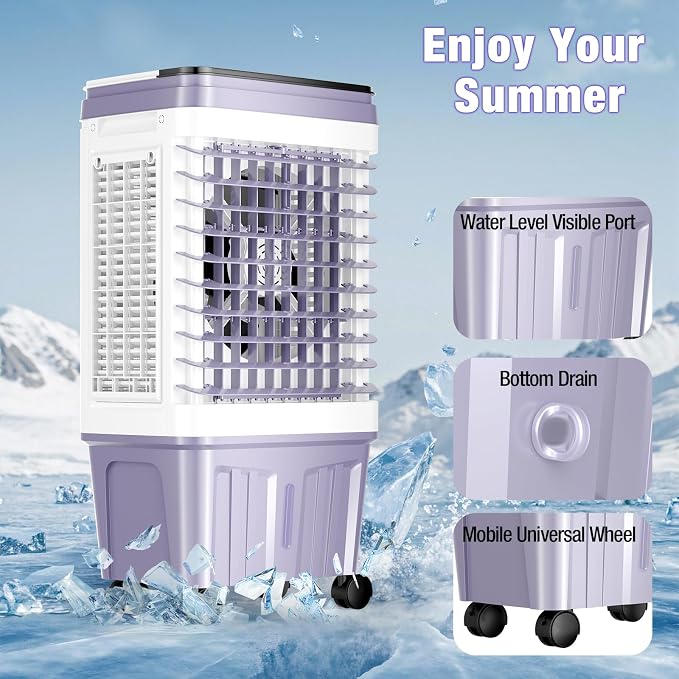 Portable Air Conditioners, 3000 CFM Swamp Cooler, Evaporative Air Cooler with 6.87 Gal Water Tank, 3 Speeds & 4 Modes, 120° Oscillation, 15H Timer Air Cooler for Home, Kitchen, Bedroom