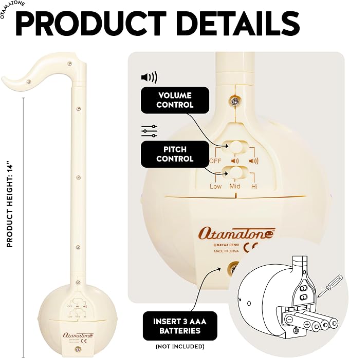 Otamatone Japanese Electronic Musical Instrument Portable Music Synthesizer from Japan by Maywa Denki Studio Award Winning, Educational Fun Gift for Children, Teens & Adults - Butter
