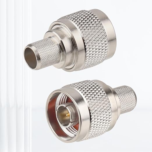 MOOKEERF N Male Crimp Connector 50 ohm N Male Plug Crimp Coax Connector Adapter for LMR400 RG8 RG8U RG213 Cable (Pack of 10)