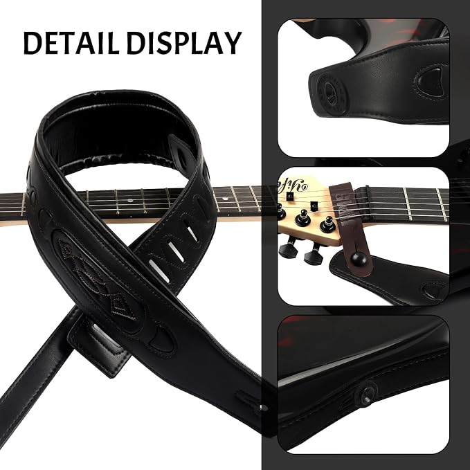 Handmade Retro Embossed Guitar Strap Super Soft Cowhide Leather Belt for Electric Acoustic Guitar Bass Guitarra Gig