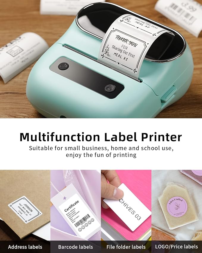 Phomemo M220 Label Maker - 3.14” Bluetooth Thermal Label Printer for Address, Barcode & Product Label, Portable Small Printer Compatible with Phone, Tablet & PC
