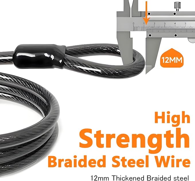 Security Cable Lock Set (4 Digital Combination U-Lock & 4 ft x 1/2" Flexible Steel Sealed Looped Ends Cable),Heavy Duty Anti-Theft U Lock with Steel Security Chain for Bikes, Outdoor Equipment