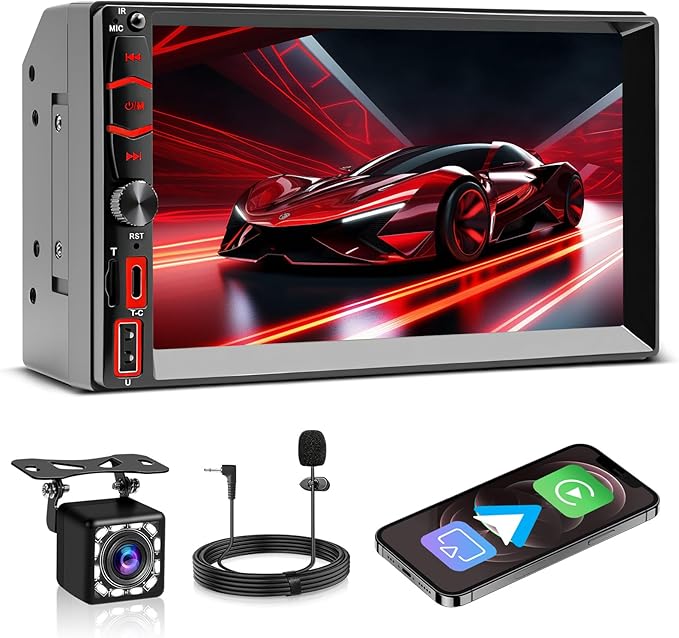 Wireless Double Din Car Stereo A-pple Carplay Radio Screen for Car Audio Receivers, Bluetooth Car Play Android Auto Touchscreen, Mirror Link, Backup Camera, AM/FM, Type-C