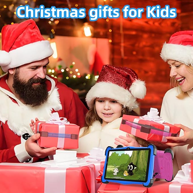 Kids 7 Inch Tablet-Android 14 Tablet for Ages(3-12),Octa-Core,10G RAM+64GB ROM,WiFi6, Bluetooth 5.0,Parental Controls,Google Play,Gift for Kids,Kid-Proof with Shockproof Case-Pink