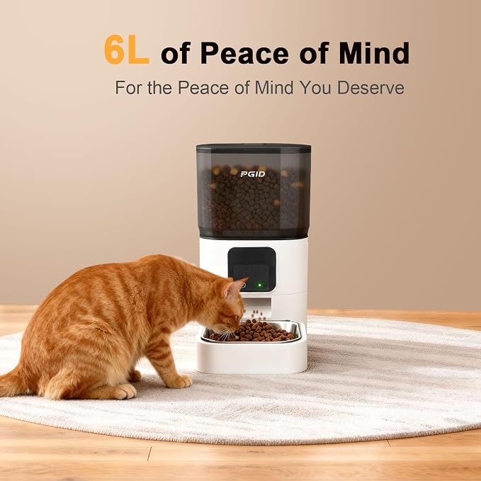 Automatic Cat Feeder 6L Timed Dog Feeder+ Cordless Cat Water Fountain Set, 1500mah Battery Operated Founain