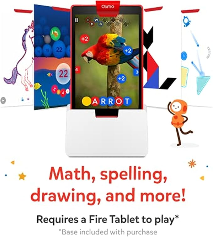 Osmo Genius Starter Kit for Kids Ages 6–10 | 5 Educational Learning Games | Fire Tablet Compatible | Educational STEM Learning System | Base Included (5 Games Fire Tablet)