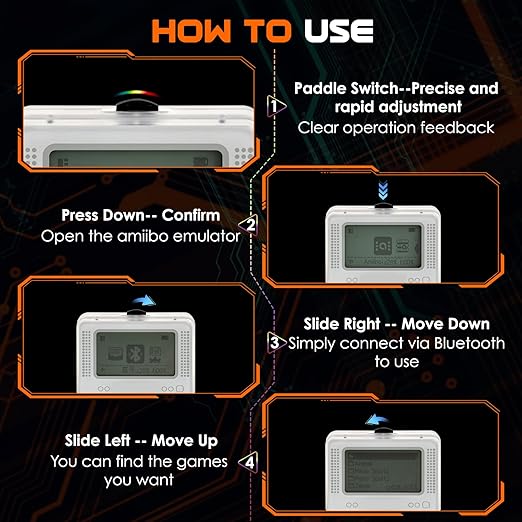 NFC Tag Emulator, for Switch/3DS/Wii U - Ultimate 3000+ Data Storage, Compatible with 50+ Games, 1.4" OLED Screen, Type-C Charging, Pulsator Button, Additional User Manual, Upgrade NFC Emulator