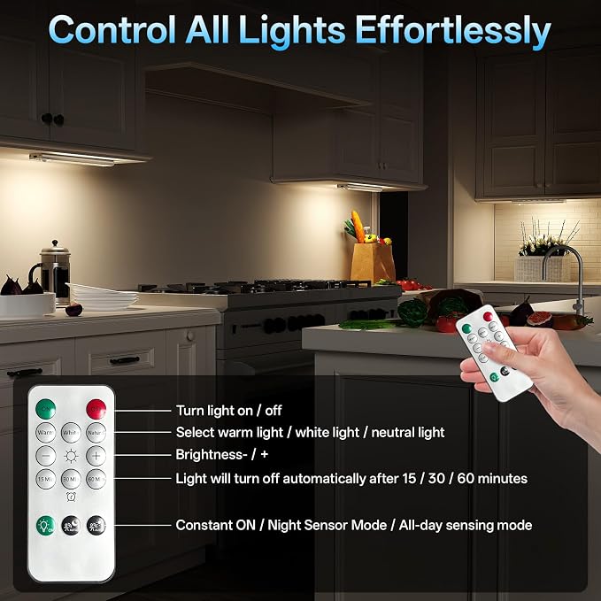 Under Cabinet Lighting with Charging Station,Motion Sensor Light Indoor with Remote,3Colors Temps Dimmable Rechargeable Wireless LED Lights for Bedroom Kitchen 3Pack