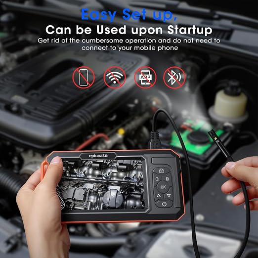 Triple Lens Borescope with 5" IPS Screen, 1920P HD Inspection Endoscope Camera with 50FT Semi-Rigid Snake Cable & 32GB Card, IP67 Waterproof Plumbing Camera for Sewer/Automotive/Drain Pipe