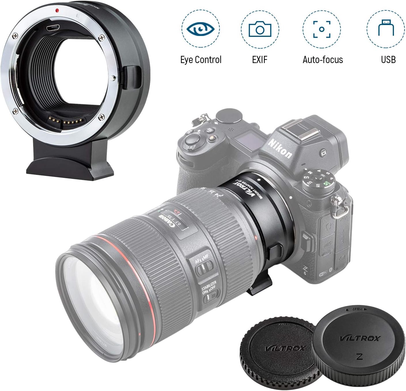 VILTROX EF-Z Lens Adapter EF/EF-S Lens to Z Mount autofocus Adapter Compatible with Canon EOS EF/EF-S Lens to Nikon Z Mount Cameras Z5 Z50 Z30 Z6 Z6II Z7 Z7II Zfc Z8 Z6III Z7III Z9