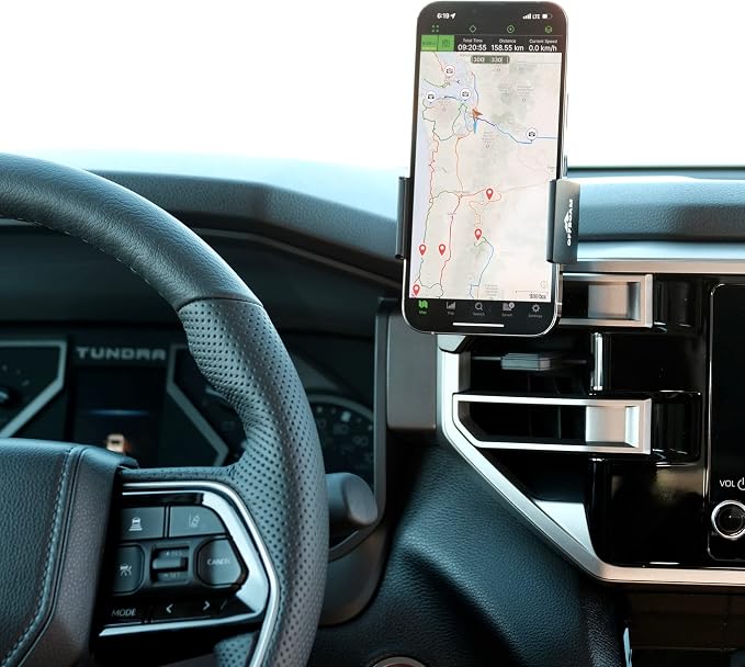 Offroam Phone Mount Made for Toyota Tundra 2022-2026 | Sequoia 2023-2026, CNC-Machined Aluminium, Universal Spring Loaded Holder, 360-Degree Swivel, One-Hand Operation