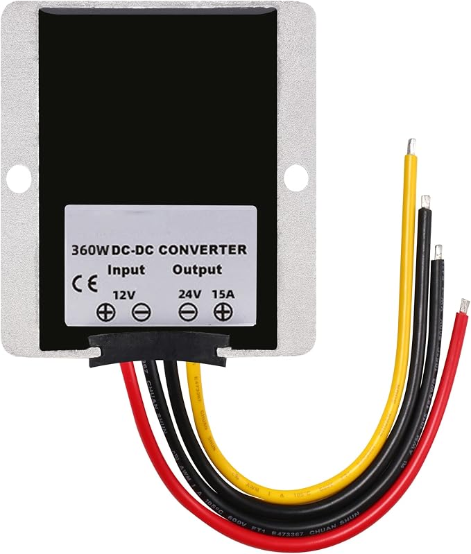 DC 12V-24V 15A 360W Voltage Booster, DC Boost Converter, Regulator Power Supply, Waterproof for Vehicle, Boat, Electric Bike