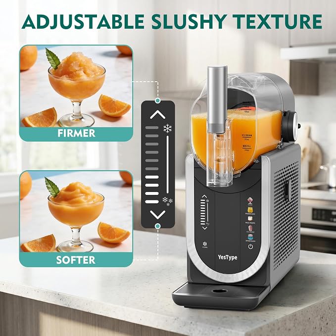 Slushie Machine No Ice Needed, Margarita Machine & Slushy Machine for Home, 5 Preset, Rapid Freezing, Self-Cleaning, 66oz Slushie Maker for Frappes, Spiked Slush, Ice Cream and More, Grey