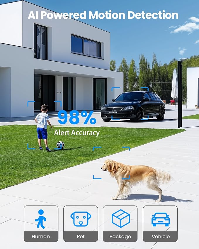VIZIUUY Solar Security Cameras Wireless Outdoor,3MP Security Cameras Wireless Outdoor with 128GB SD Card